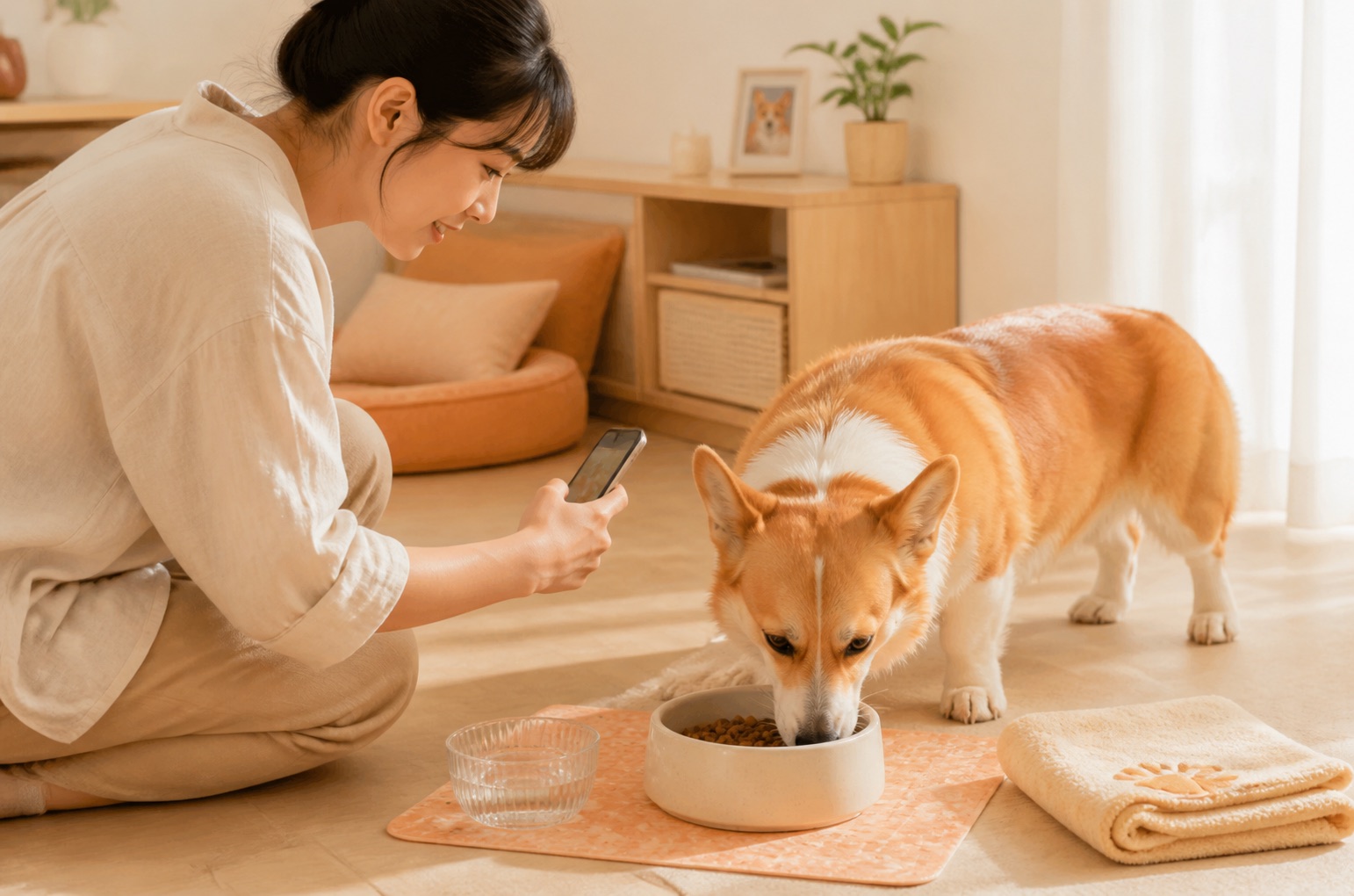 陪伴师为寄养宠物记录喂食打卡